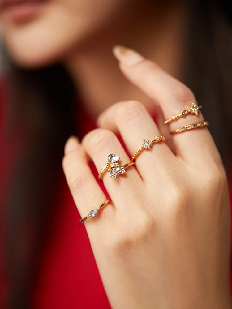 Rhinestone Ring Set