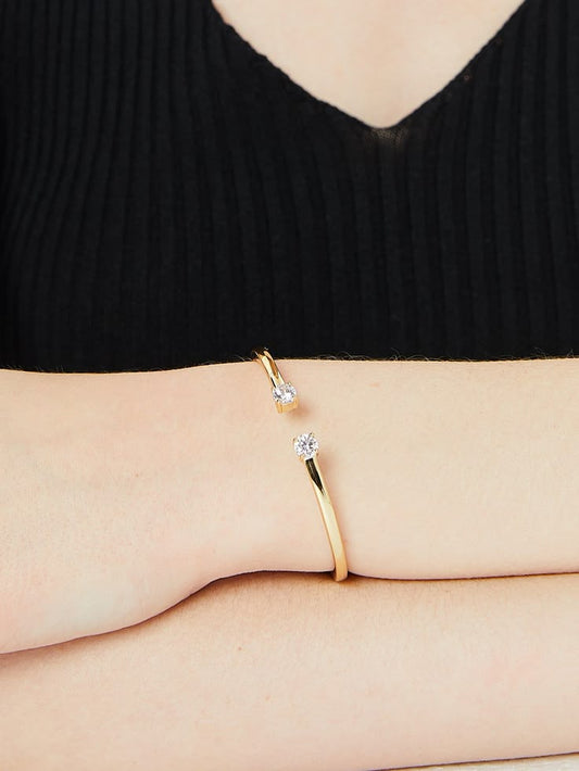 Cubic Zirconia Decor Cuff Bangle