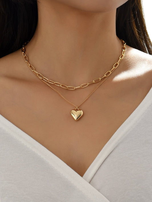 Heart Artificial Jewellery - Multi-Layer Necklace