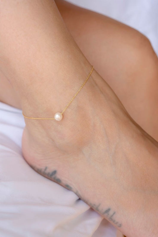 1pc Women Layered Lucky Bead Pearl Anklet,
