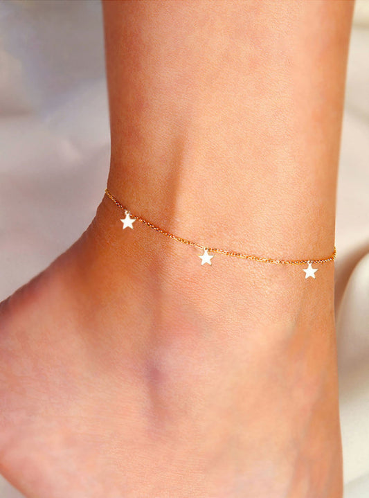 Star Anklet, Gold Star Anklet, Dainty Anklet, Dainty Star Anklet, Gold Anklet, Tiny Anklet, Celestial Anklet, Charm Anklet, Dainty Stars