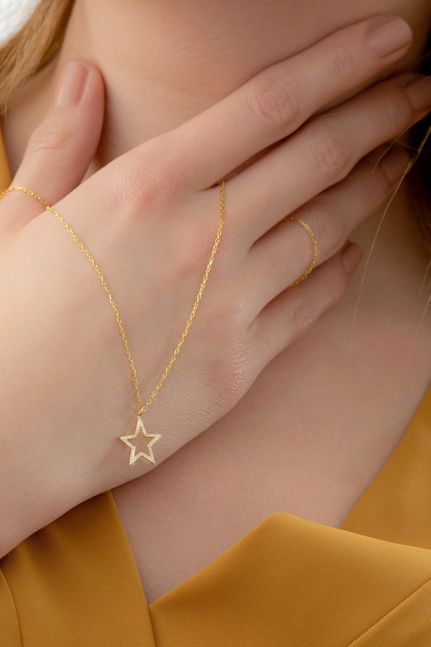 Star Necklace Pendant, Star Charm Necklace Birthday Gift for Her, Celestial Jewelry