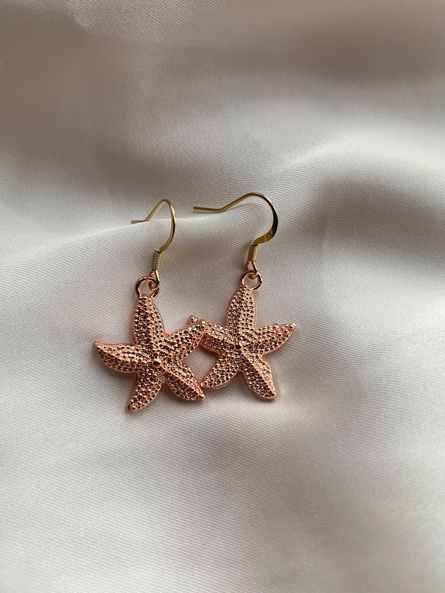 Starfish Earrings Beachy Earrings Rose Gold Star Fish Earrings Chic Beach Theme Earrings