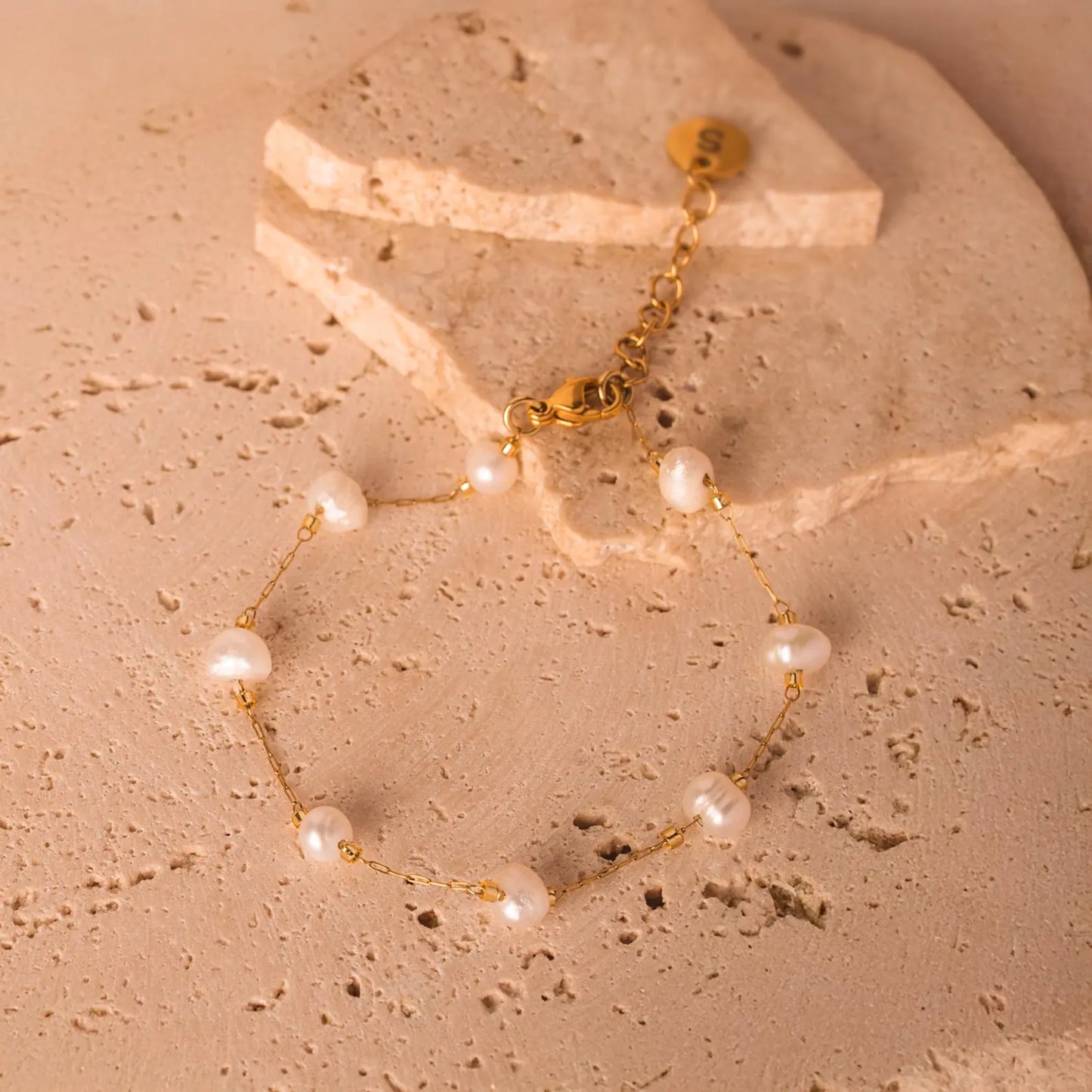 Anklet | Freshwater Natural Beaded Pearl Chain Anklet, Gold Stainless Steel Chain, WATER and TARNISH Resistant Anklet